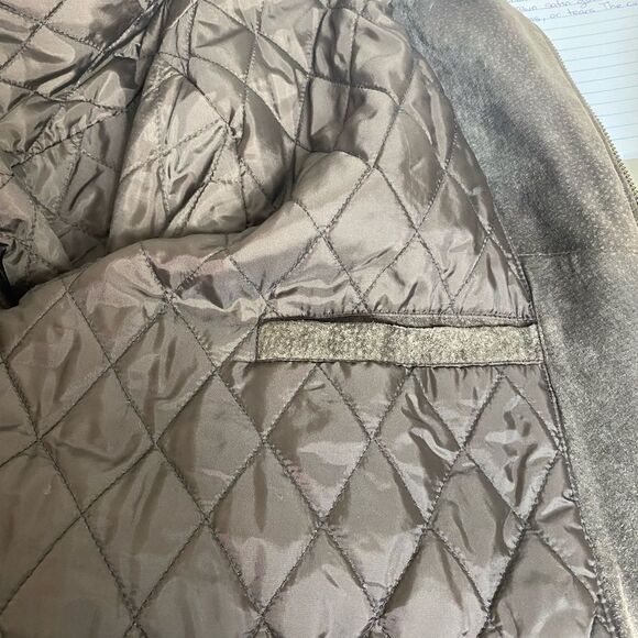 Knightsbridge XL brown suede bomber jacket with silky brown quilted lining - Picture 9 of 9